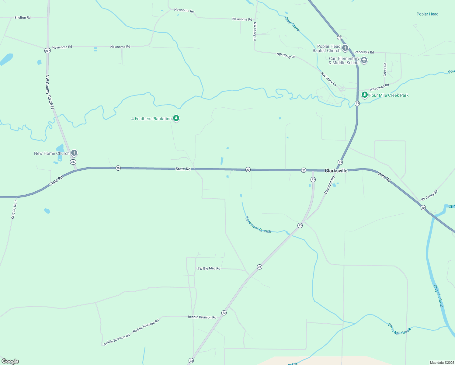 map of restaurants, bars, coffee shops, grocery stores, and more near 16256 Southwest Post Office Road in Clarksville