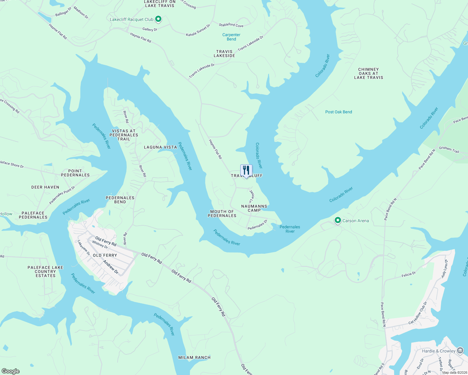 map of restaurants, bars, coffee shops, grocery stores, and more near 24337 Haynie Flat Road in Spicewood