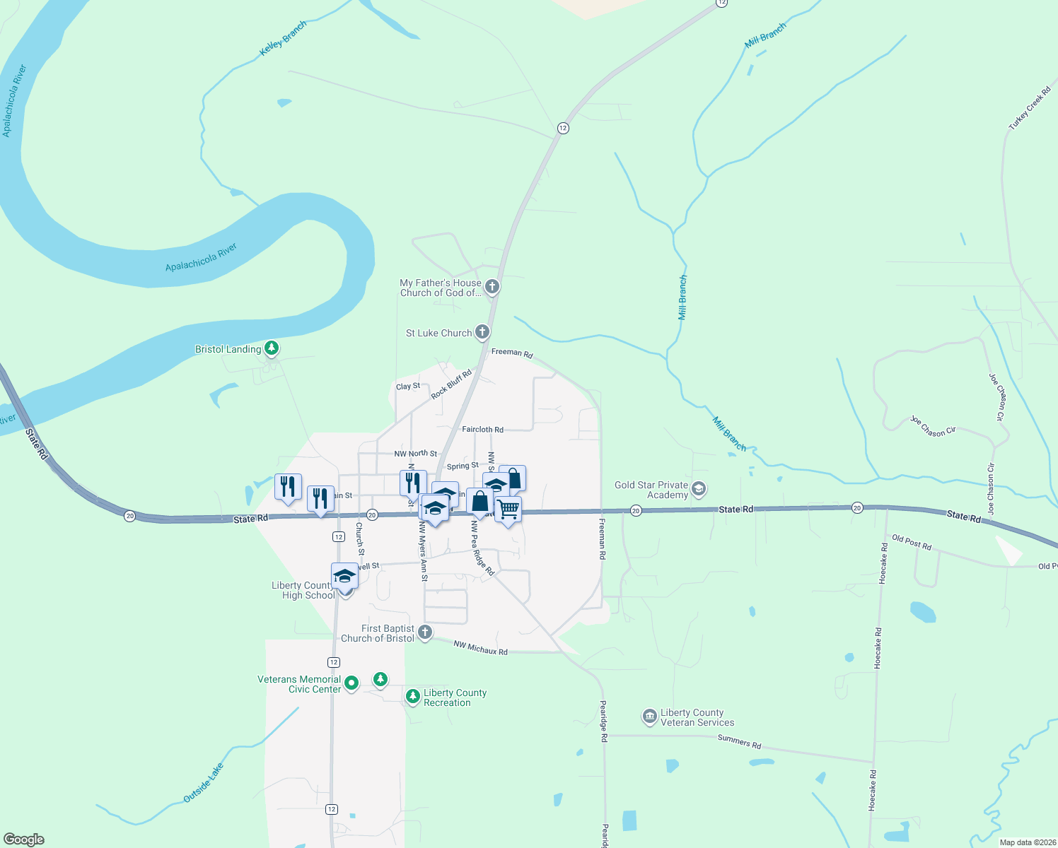 map of restaurants, bars, coffee shops, grocery stores, and more near 11086 Faircloth Road in Bristol