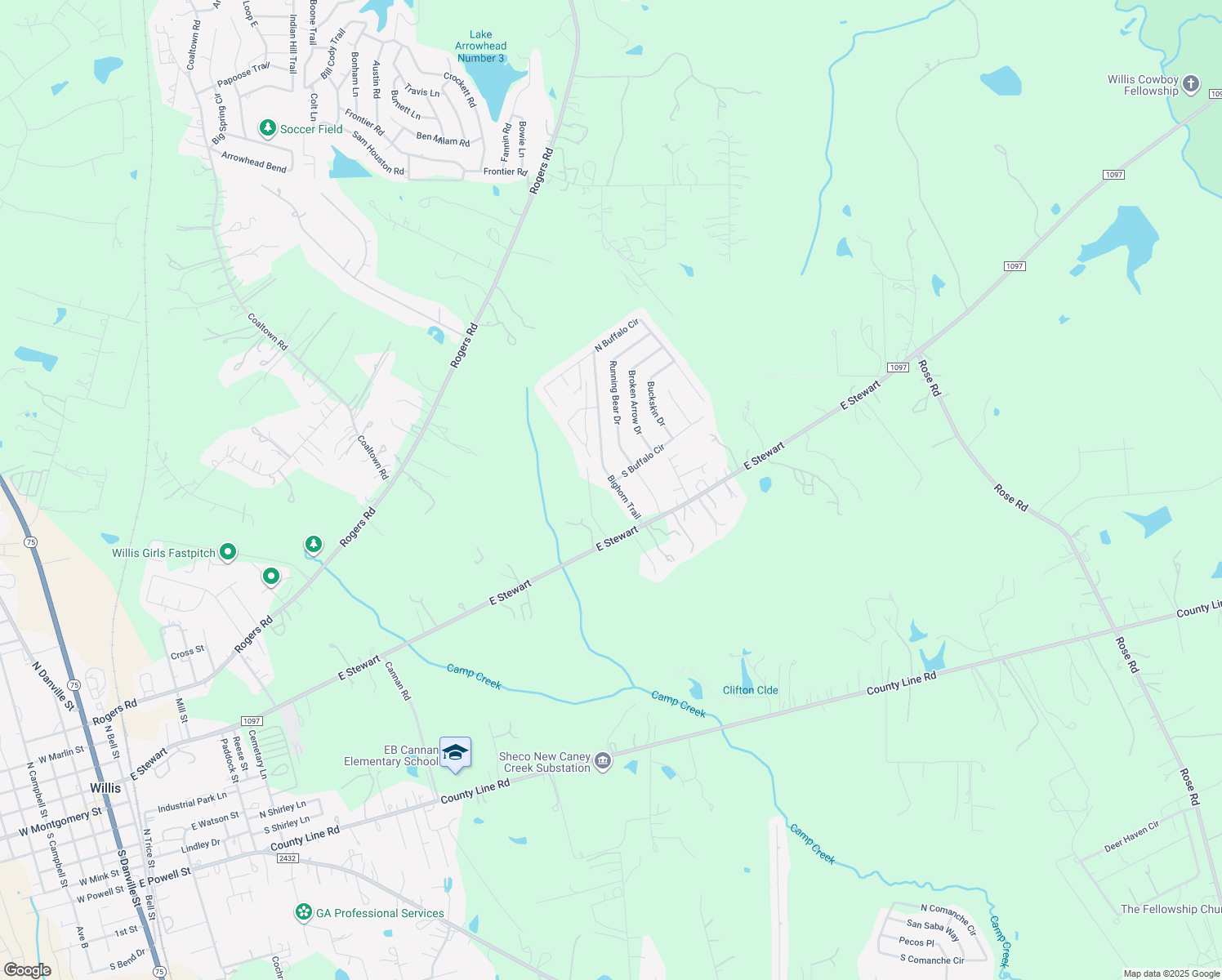map of restaurants, bars, coffee shops, grocery stores, and more near 13641 Bighorn Trail in Willis