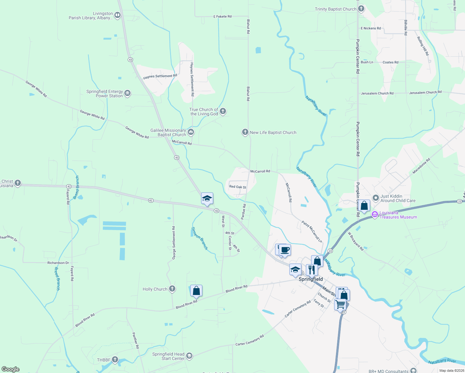 map of restaurants, bars, coffee shops, grocery stores, and more near 31470 Red Oak Street in Springfield