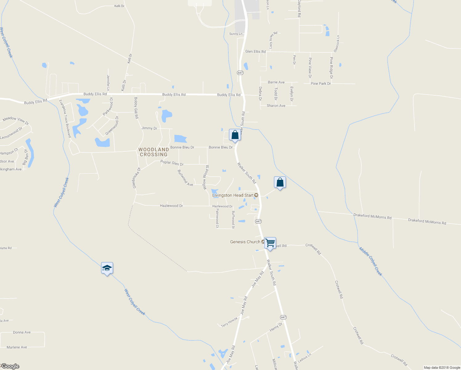 map of restaurants, bars, coffee shops, grocery stores, and more near 26009 Bronzewood Street in Denham Springs