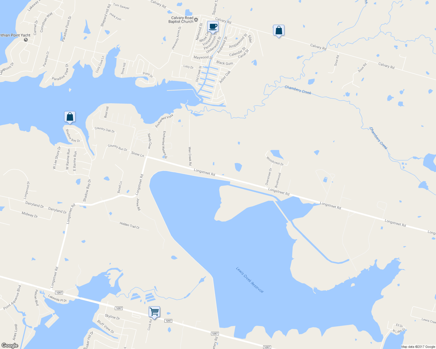 map of restaurants, bars, coffee shops, grocery stores, and more near 12570 Longstreet Road in Willis