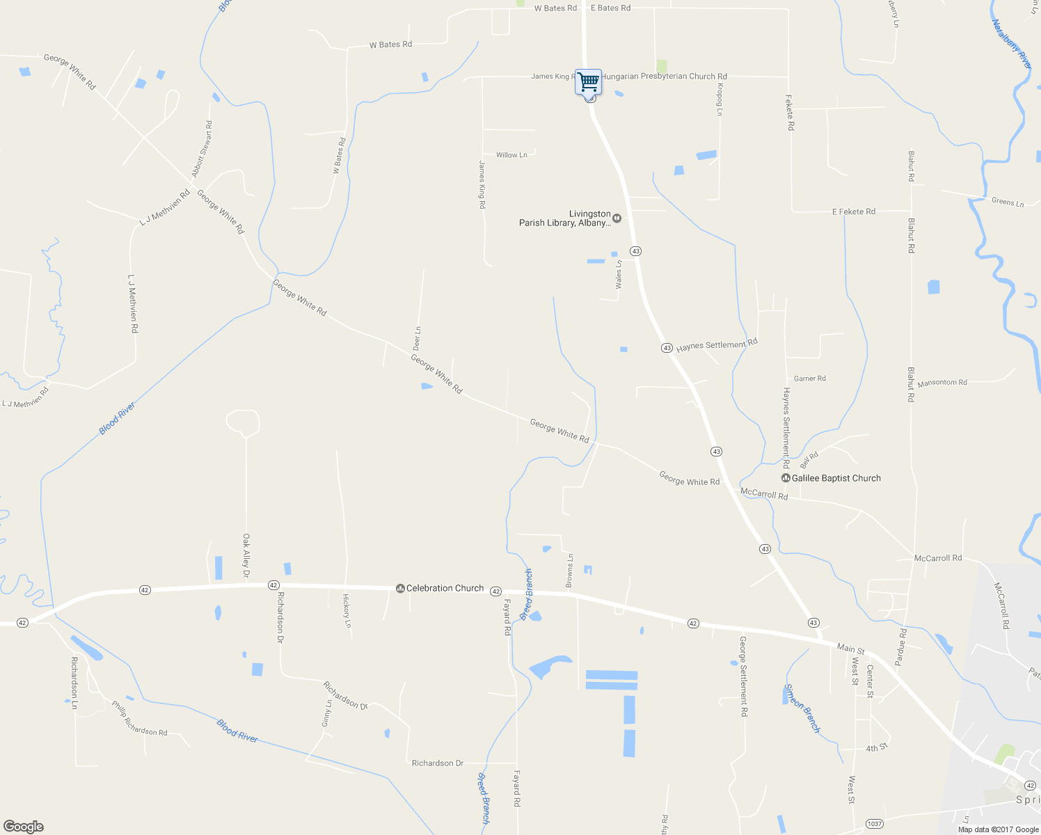 map of restaurants, bars, coffee shops, grocery stores, and more near 30235 George White Road in Holden