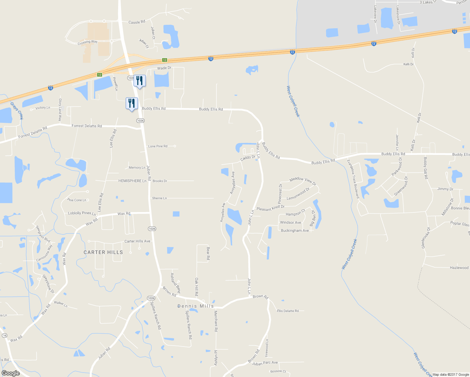 map of restaurants, bars, coffee shops, grocery stores, and more near 26450 Avoyelles Avenue in Denham Springs