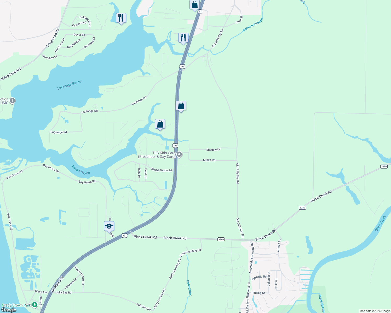 map of restaurants, bars, coffee shops, grocery stores, and more near 141 Mallet Road in Freeport