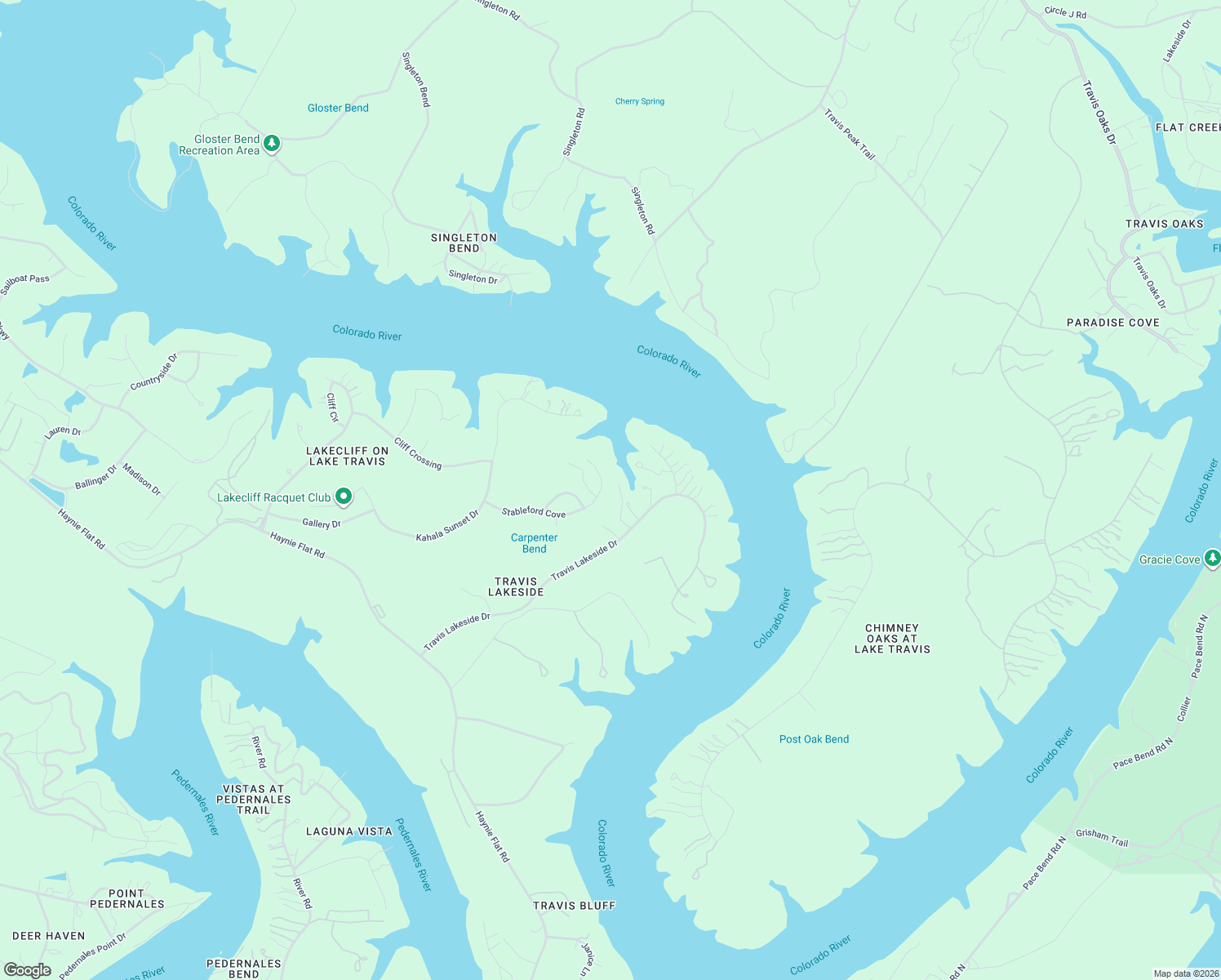 map of restaurants, bars, coffee shops, grocery stores, and more near 3013 Stableford Cove in Spicewood