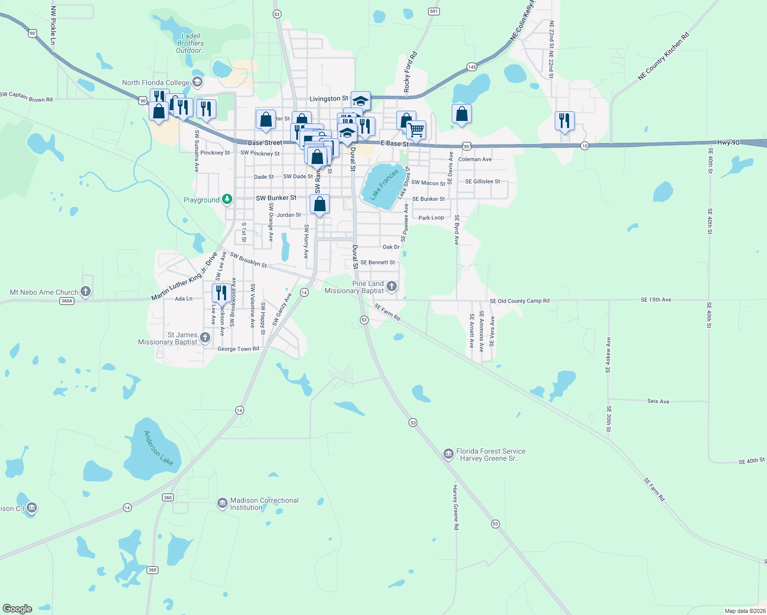 map of restaurants, bars, coffee shops, grocery stores, and more near 171 Southeast Farm Road in Madison