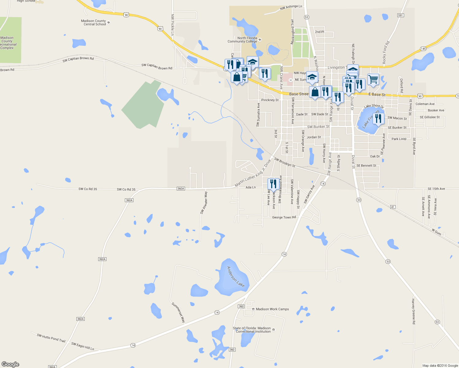 map of restaurants, bars, coffee shops, grocery stores, and more near 1094 Martin Luther King Jr. Drive in Madison