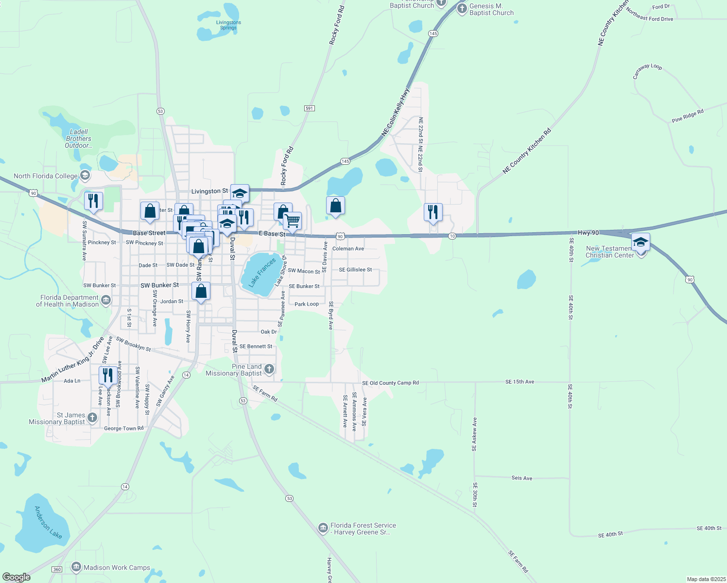 map of restaurants, bars, coffee shops, grocery stores, and more near 582 Southeast Boundary Street in Madison