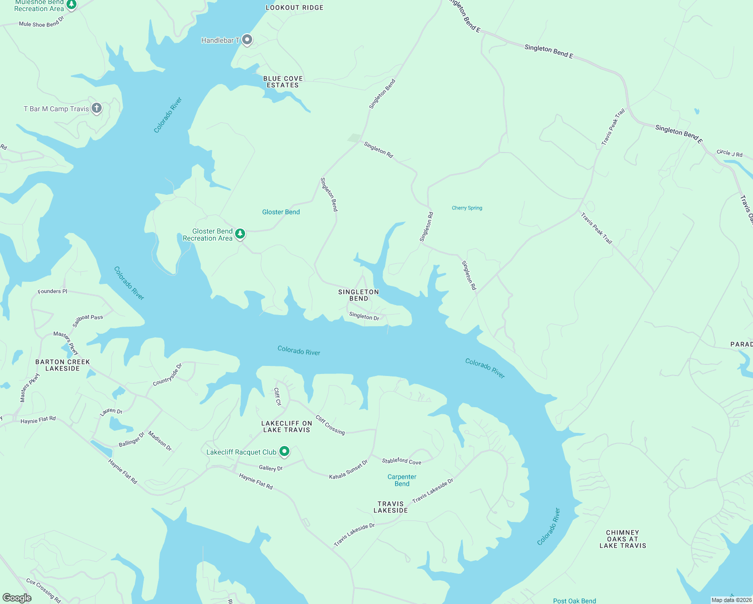 map of restaurants, bars, coffee shops, grocery stores, and more near 25514 Peninsular Drive in Marble Falls