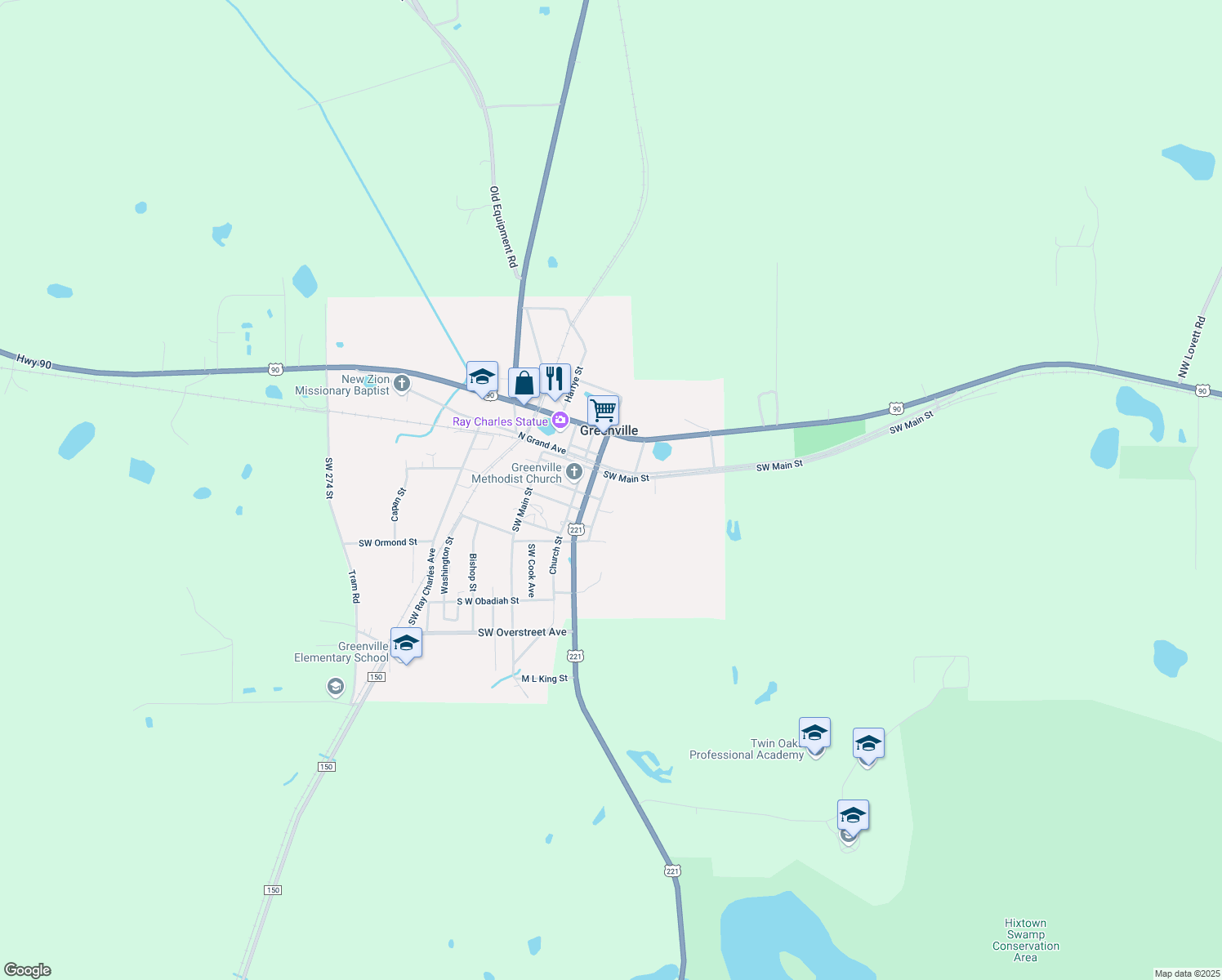 map of restaurants, bars, coffee shops, grocery stores, and more near 141 Southwest Scott Avenue in Greenville