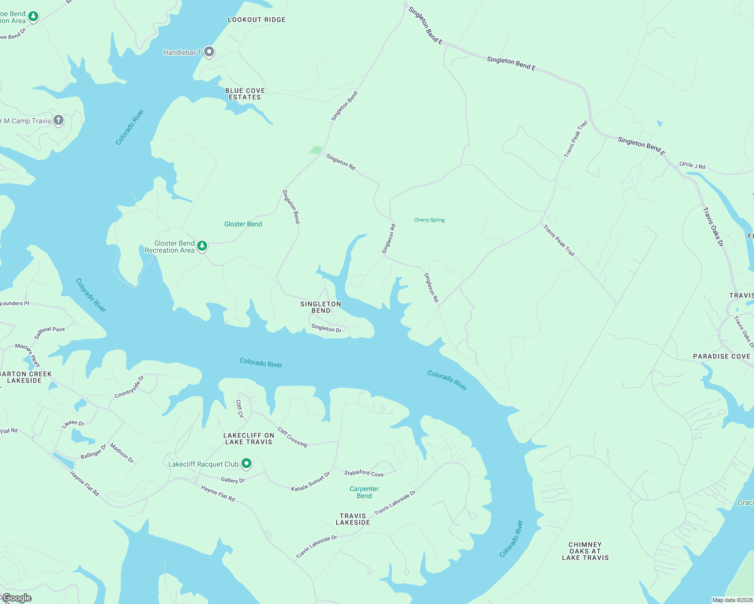 map of restaurants, bars, coffee shops, grocery stores, and more near 4224 Singleton Bend in Marble Falls