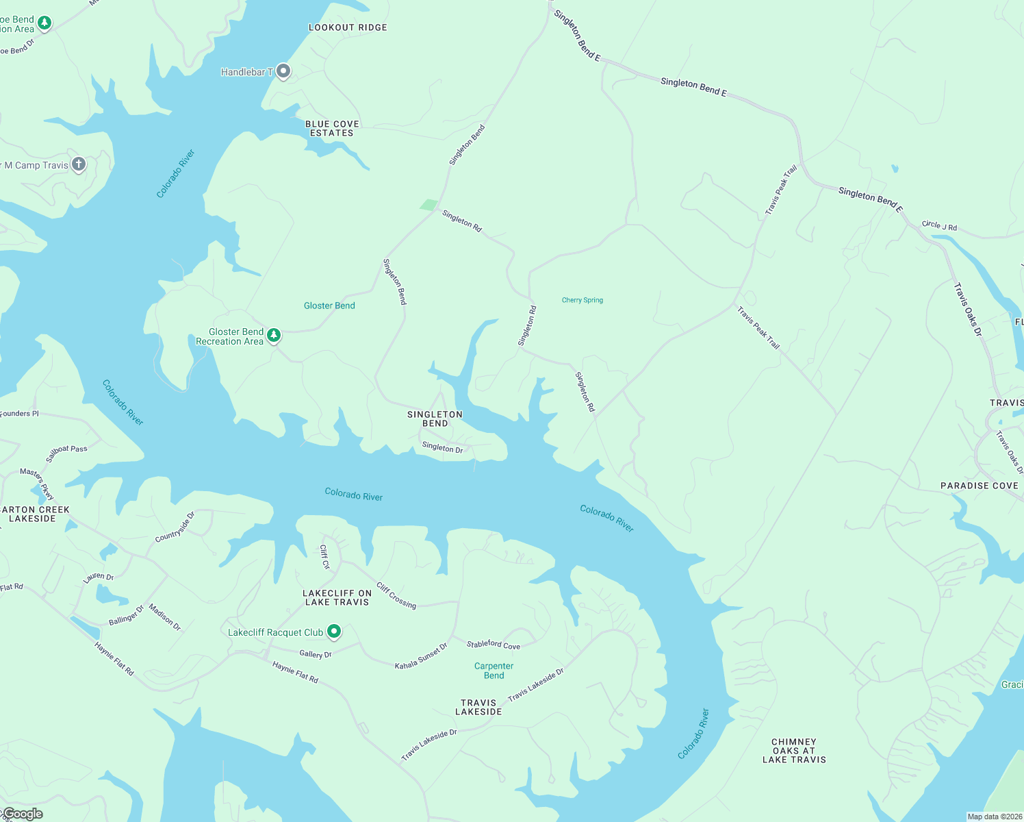 map of restaurants, bars, coffee shops, grocery stores, and more near 4224 Singleton Bend in Marble Falls