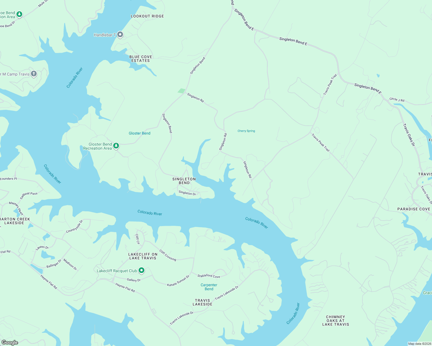 map of restaurants, bars, coffee shops, grocery stores, and more near 4224 Singleton Bend in Marble Falls