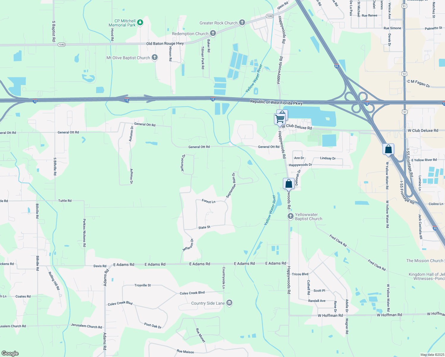 map of restaurants, bars, coffee shops, grocery stores, and more near 42378 Ott Lane in Hammond