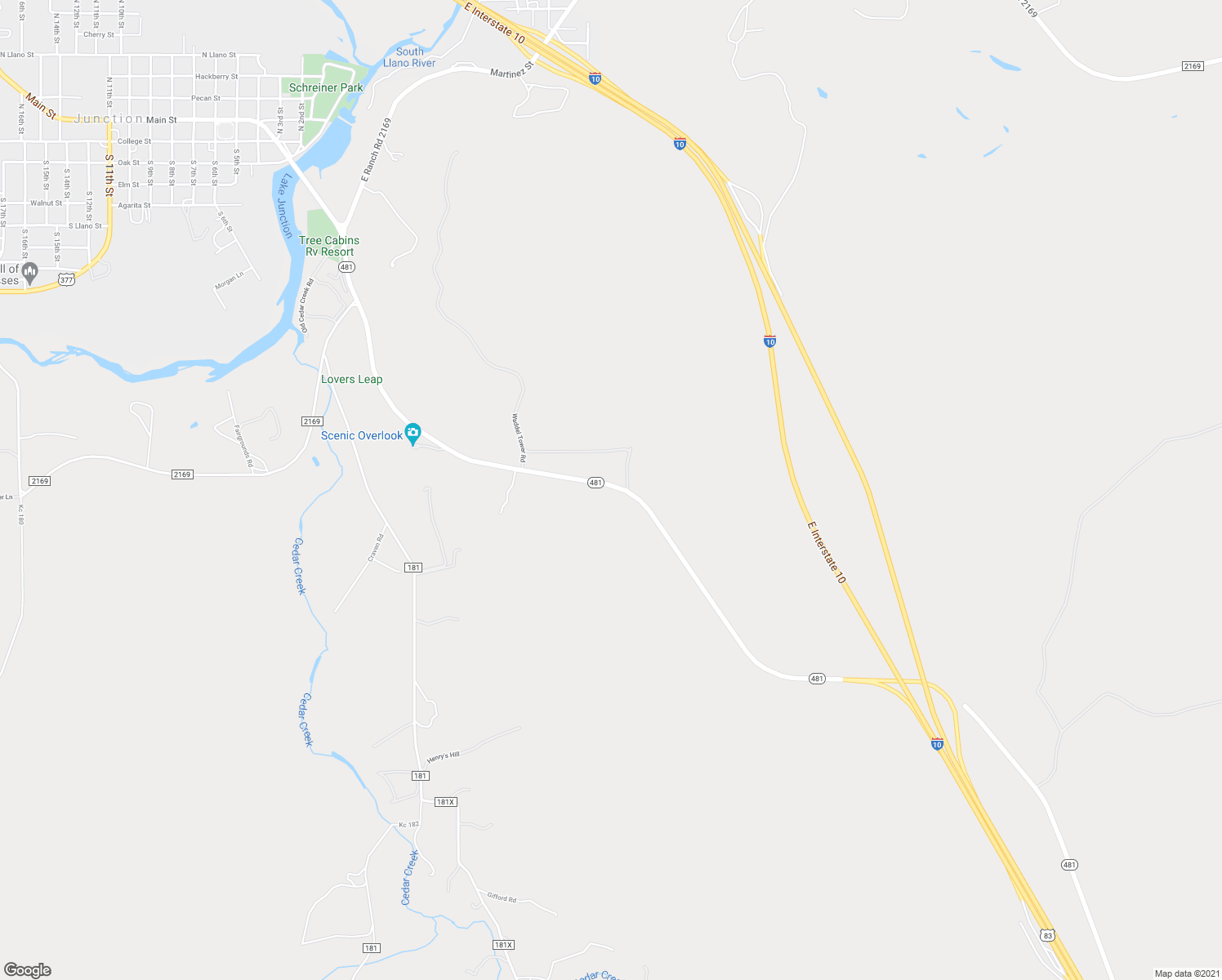 map of restaurants, bars, coffee shops, grocery stores, and more near Highway 481 Loop in Junction