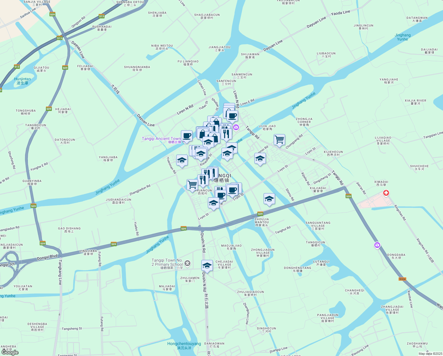 map of restaurants, bars, coffee shops, grocery stores, and more near in Hangzhou