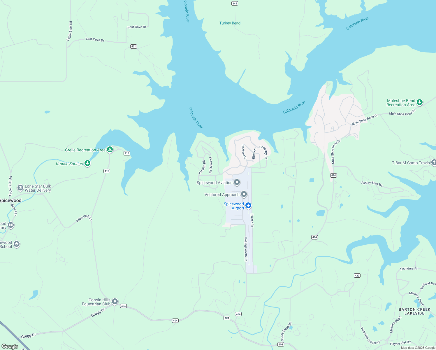 map of restaurants, bars, coffee shops, grocery stores, and more near 617 Coventry Road in Spicewood