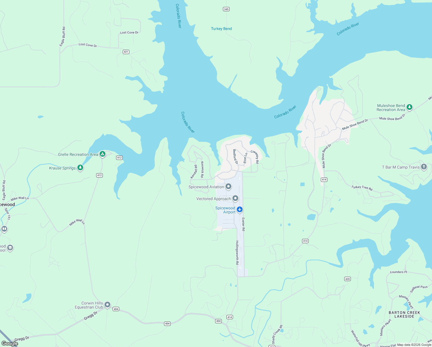 map of restaurants, bars, coffee shops, grocery stores, and more near 617 Coventry Road in Spicewood