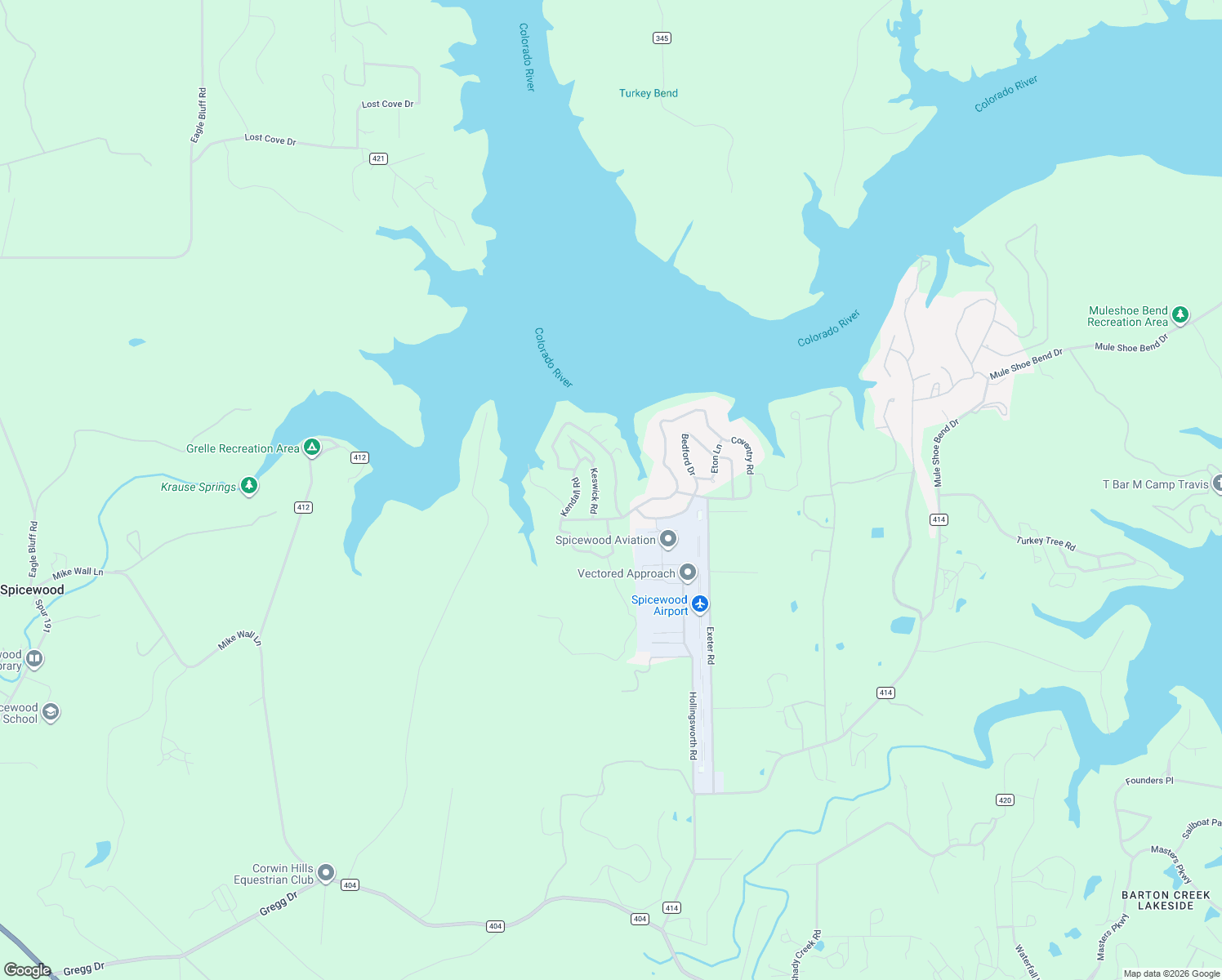 map of restaurants, bars, coffee shops, grocery stores, and more near 617 Coventry Road in Spicewood
