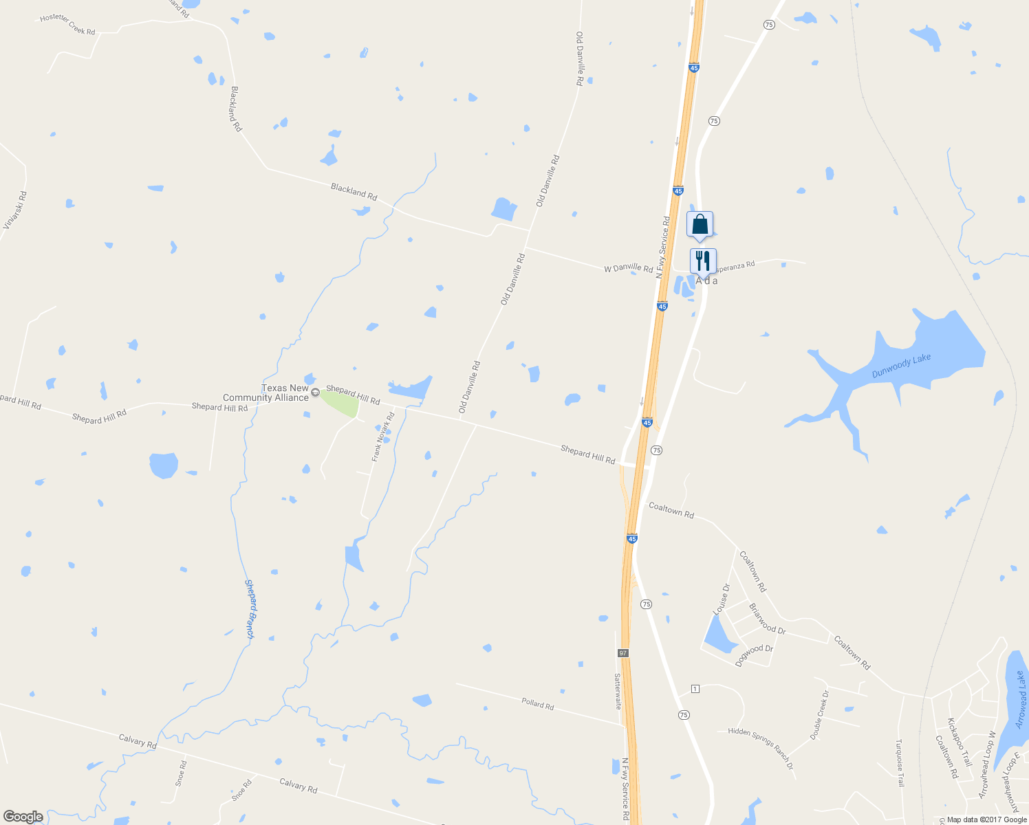 map of restaurants, bars, coffee shops, grocery stores, and more near 10172 Shepard Hill Road in Willis