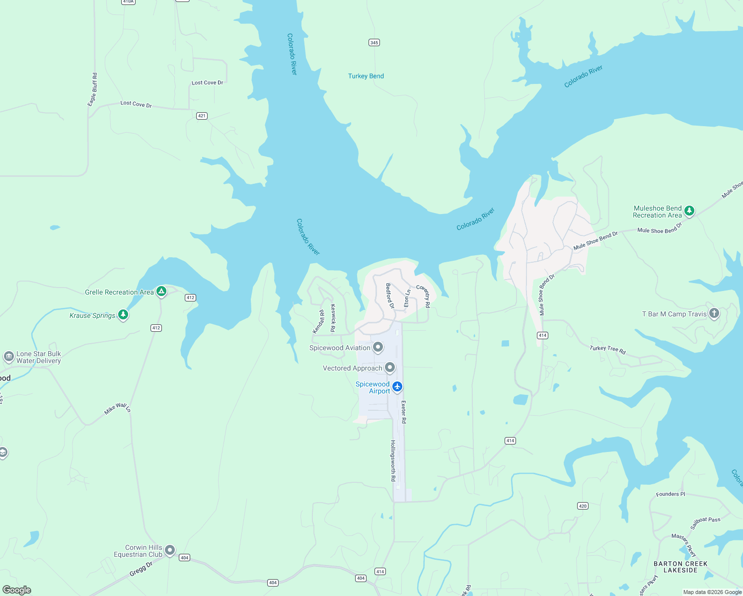 map of restaurants, bars, coffee shops, grocery stores, and more near 512 Coventry Road in Spicewood