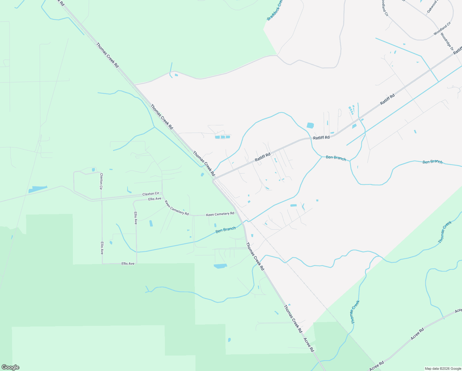 map of restaurants, bars, coffee shops, grocery stores, and more near 43014 Ratliff Road in Callahan