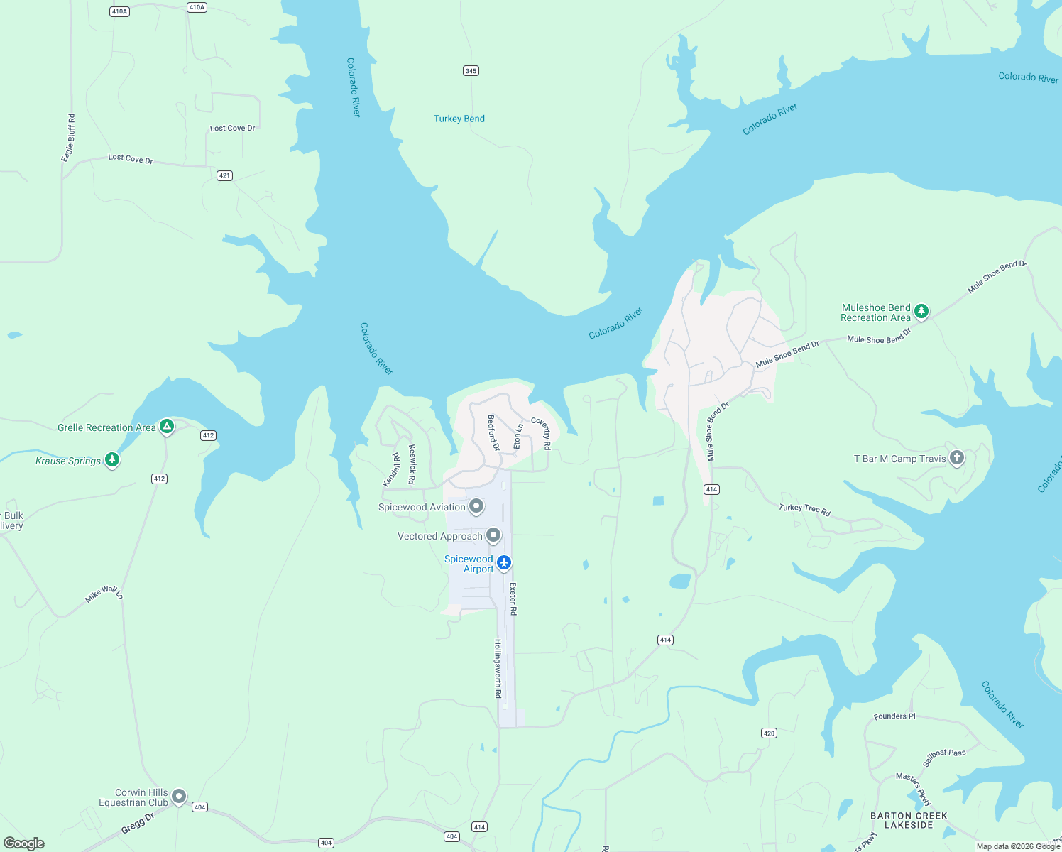 map of restaurants, bars, coffee shops, grocery stores, and more near 343 Coventry Road in Spicewood
