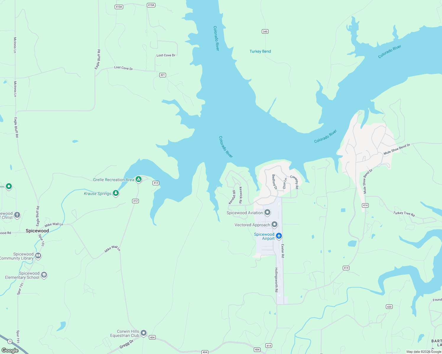 map of restaurants, bars, coffee shops, grocery stores, and more near 1019 Coventry Road in Spicewood