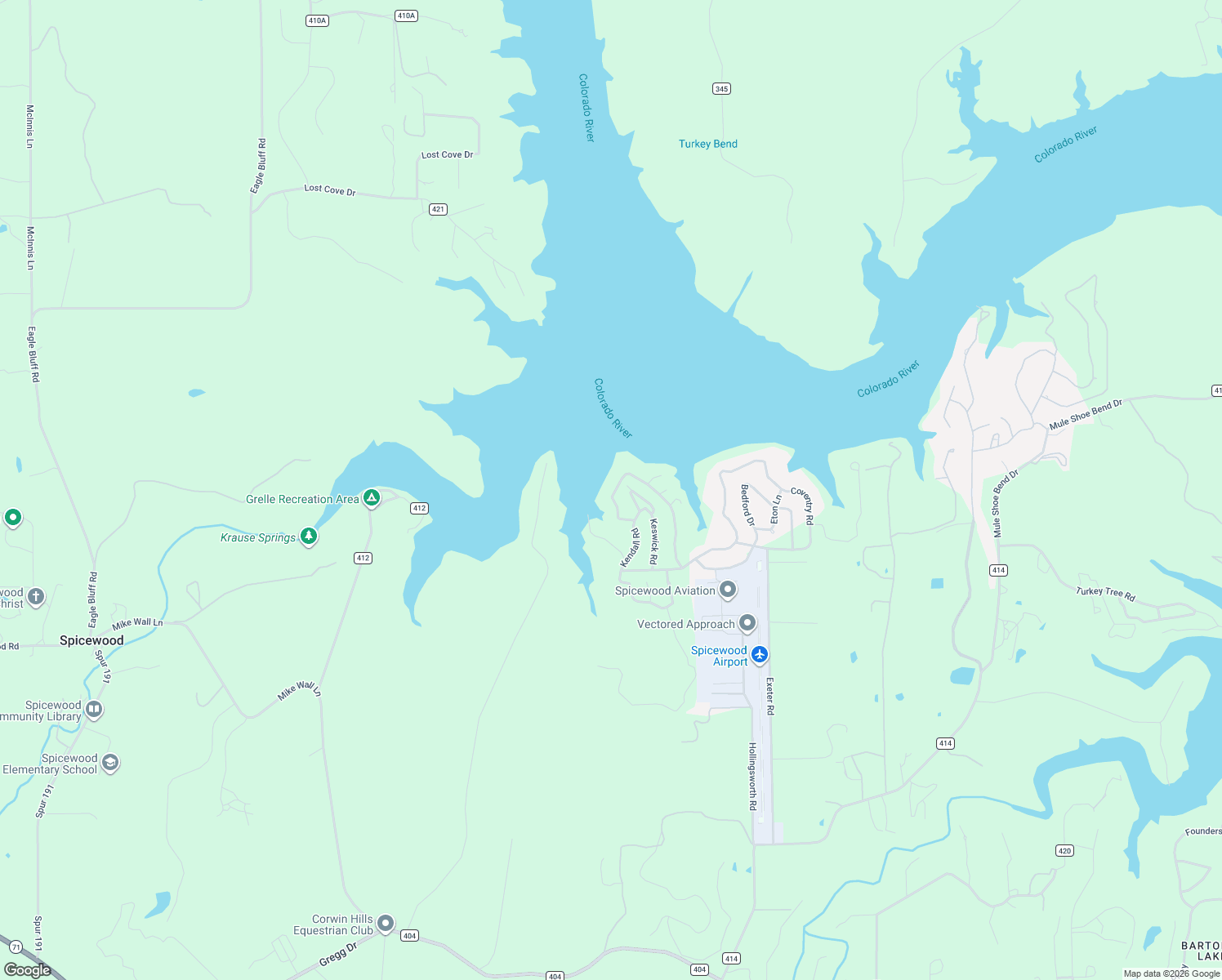 map of restaurants, bars, coffee shops, grocery stores, and more near 1019 Coventry Road in Spicewood