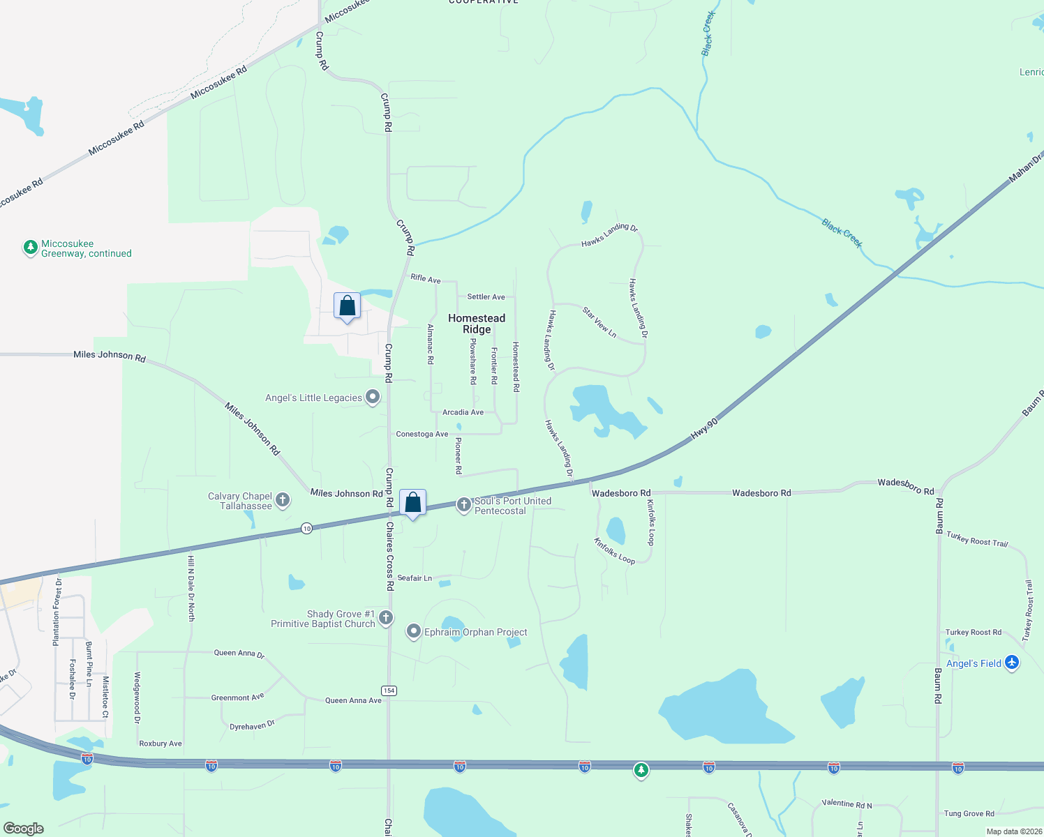 map of restaurants, bars, coffee shops, grocery stores, and more near 3333 Homestead Road in Tallahassee