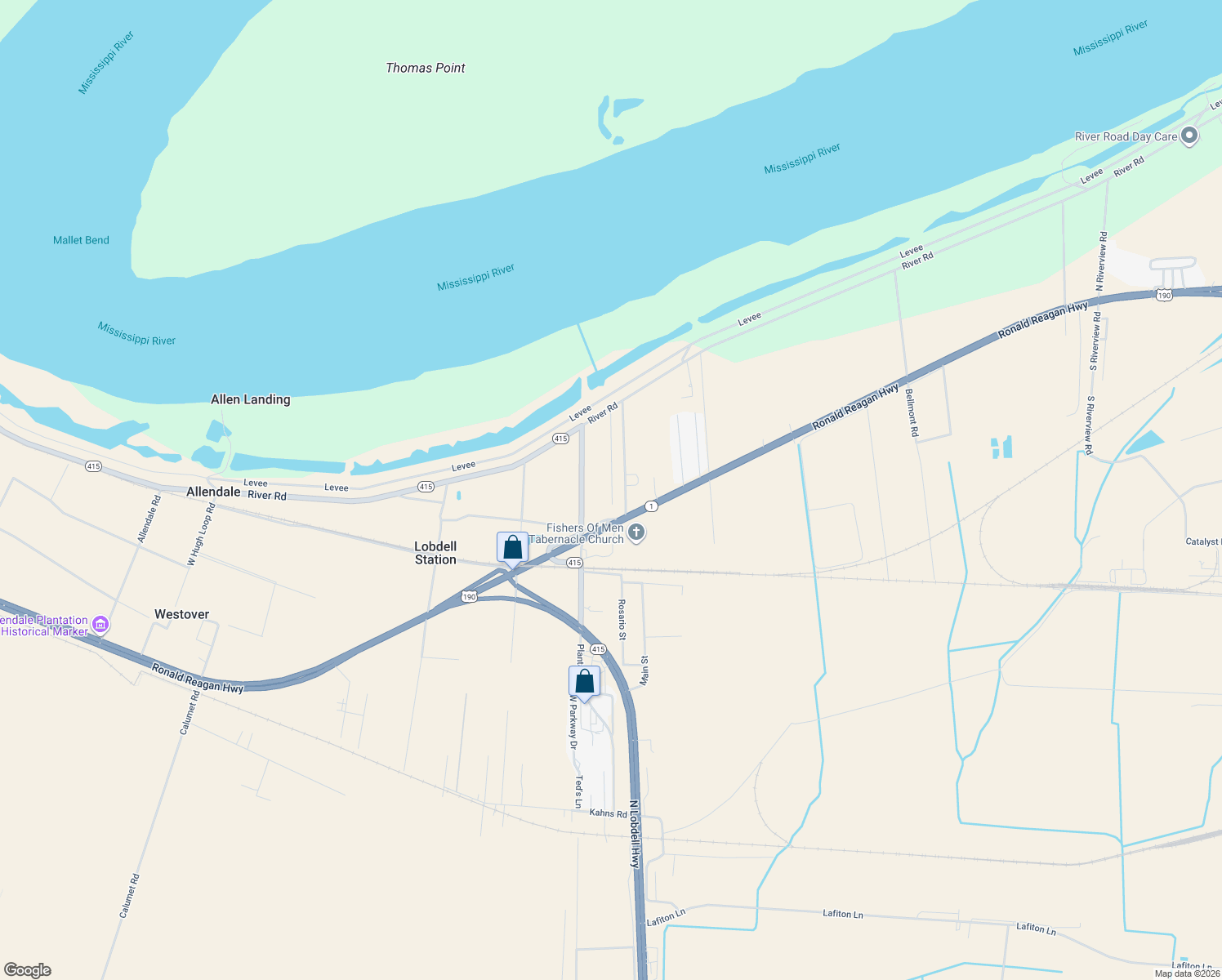 map of restaurants, bars, coffee shops, grocery stores, and more near 2049 Benedetto Lane in Port Allen