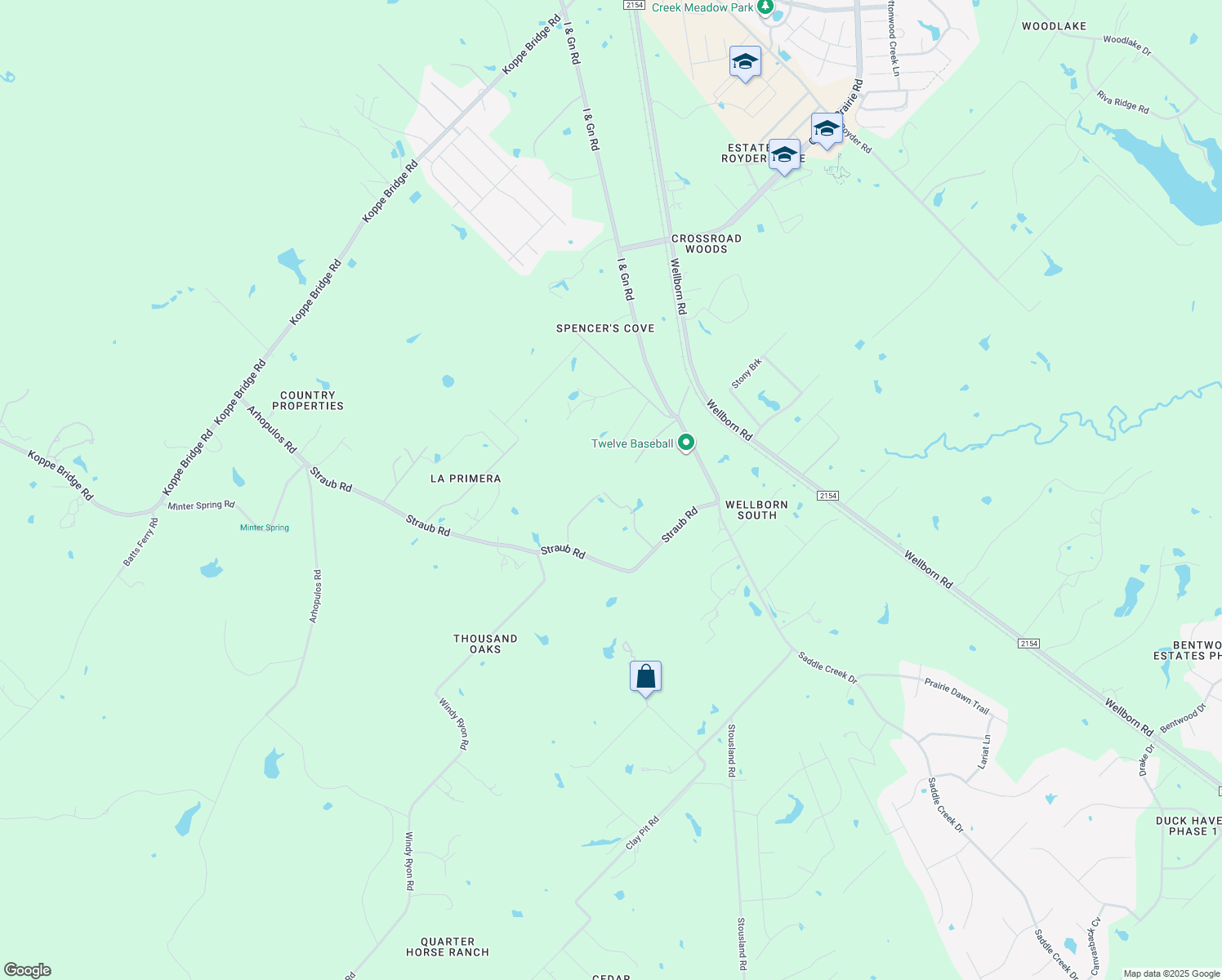 map of restaurants, bars, coffee shops, grocery stores, and more near 5532 Straub Road in College Station