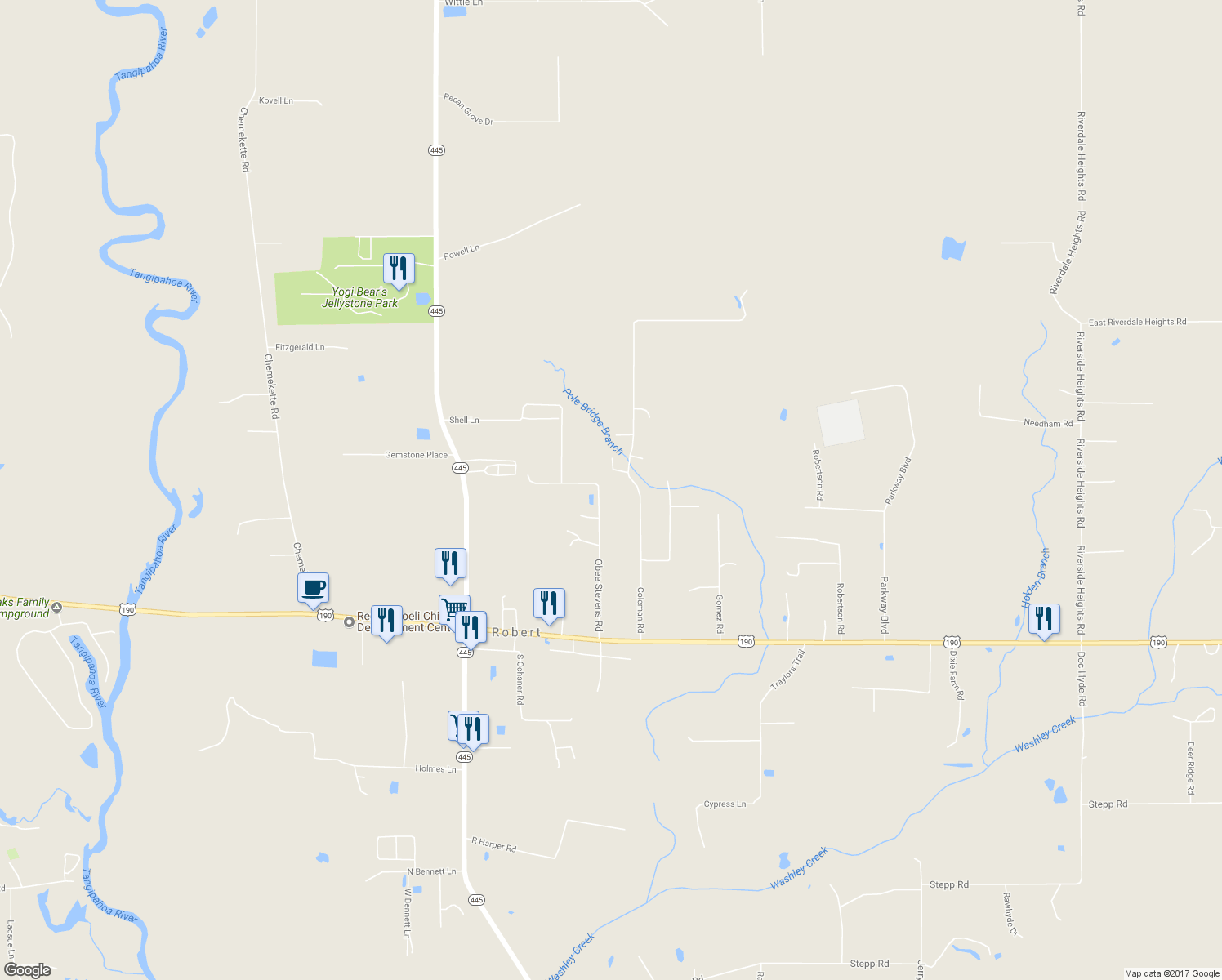 map of restaurants, bars, coffee shops, grocery stores, and more near 45244 Obee Stevens Road in Robert