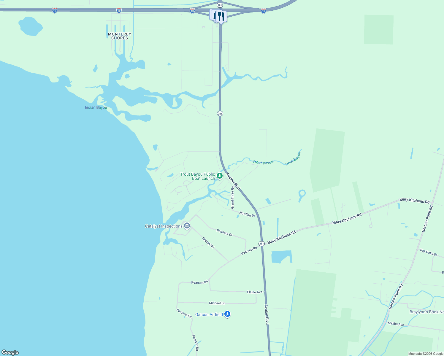 map of restaurants, bars, coffee shops, grocery stores, and more near 5778 Trout Bayou Circle in Milton