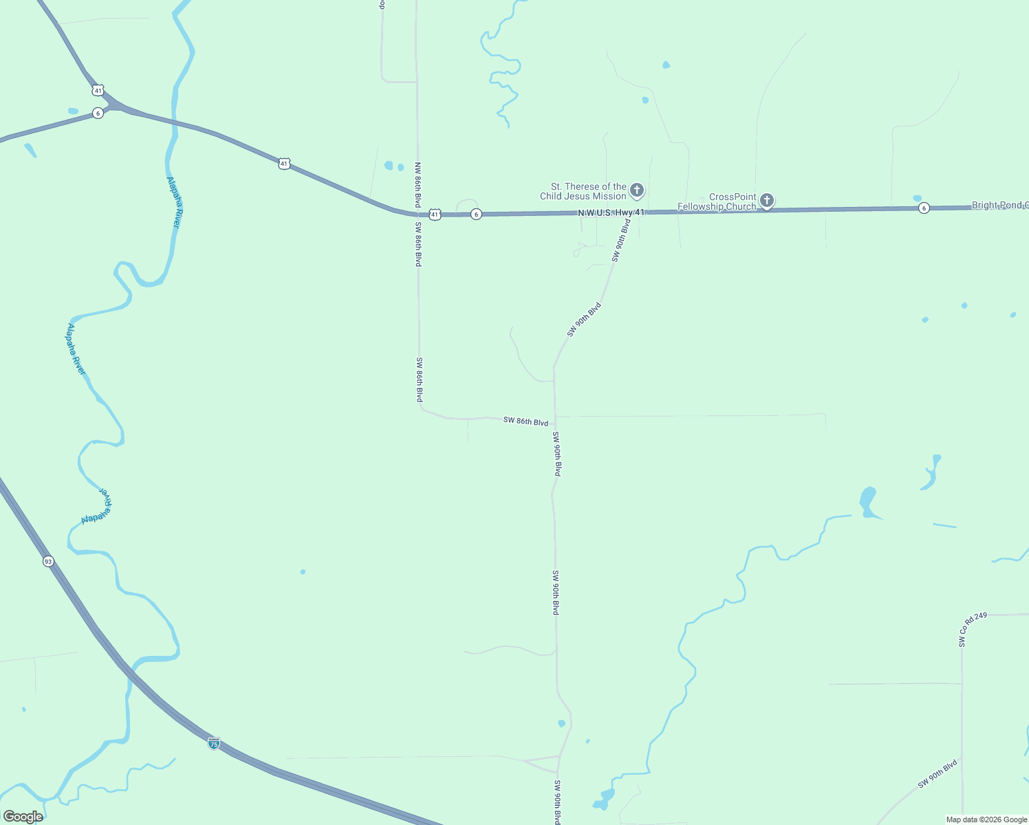 map of restaurants, bars, coffee shops, grocery stores, and more near 5106 Southwest 86th Boulevard in Jasper