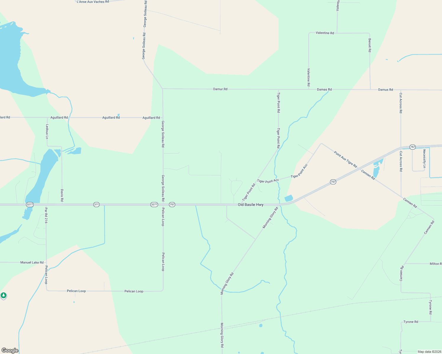 map of restaurants, bars, coffee shops, grocery stores, and more near Ronald Road in Basile