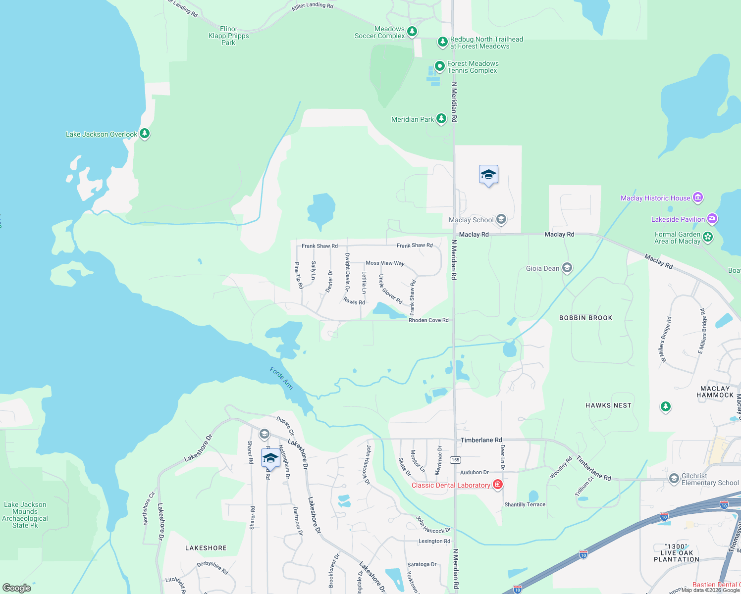 map of restaurants, bars, coffee shops, grocery stores, and more near 3661 Letitia Lane in Tallahassee