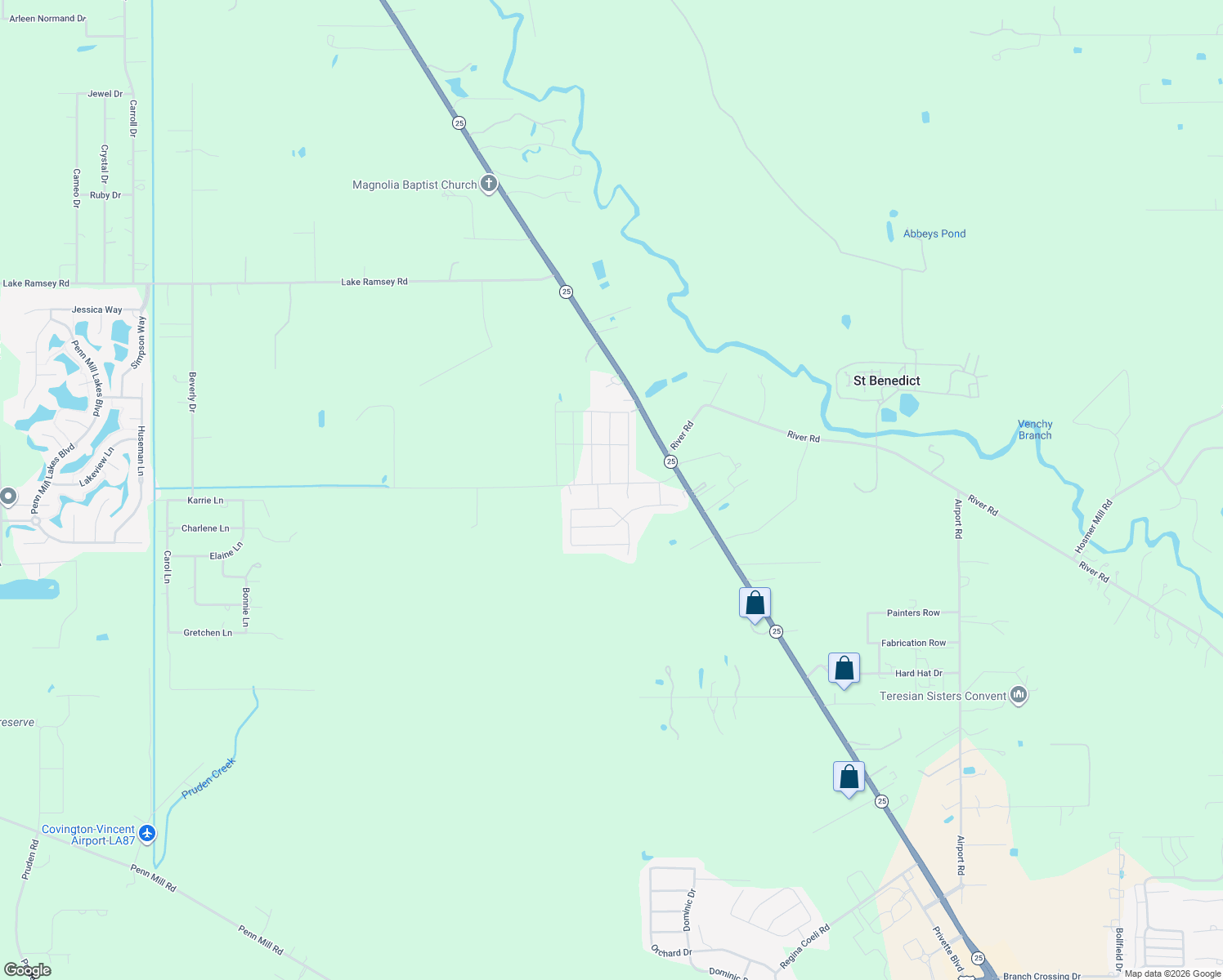 map of restaurants, bars, coffee shops, grocery stores, and more near 16522 M P Planche Rd in Covington