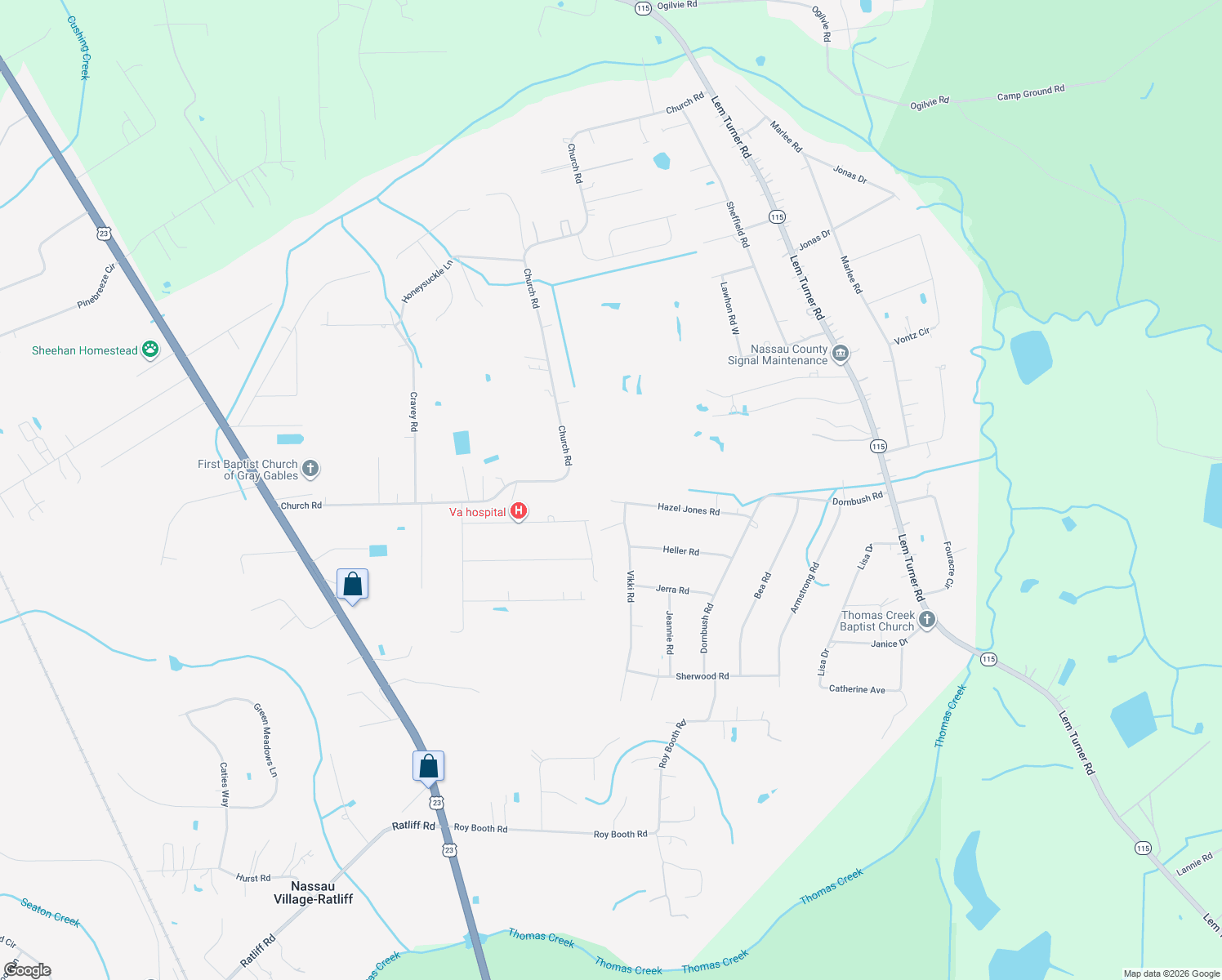 map of restaurants, bars, coffee shops, grocery stores, and more near 54003 Hazel Jones Road in Callahan