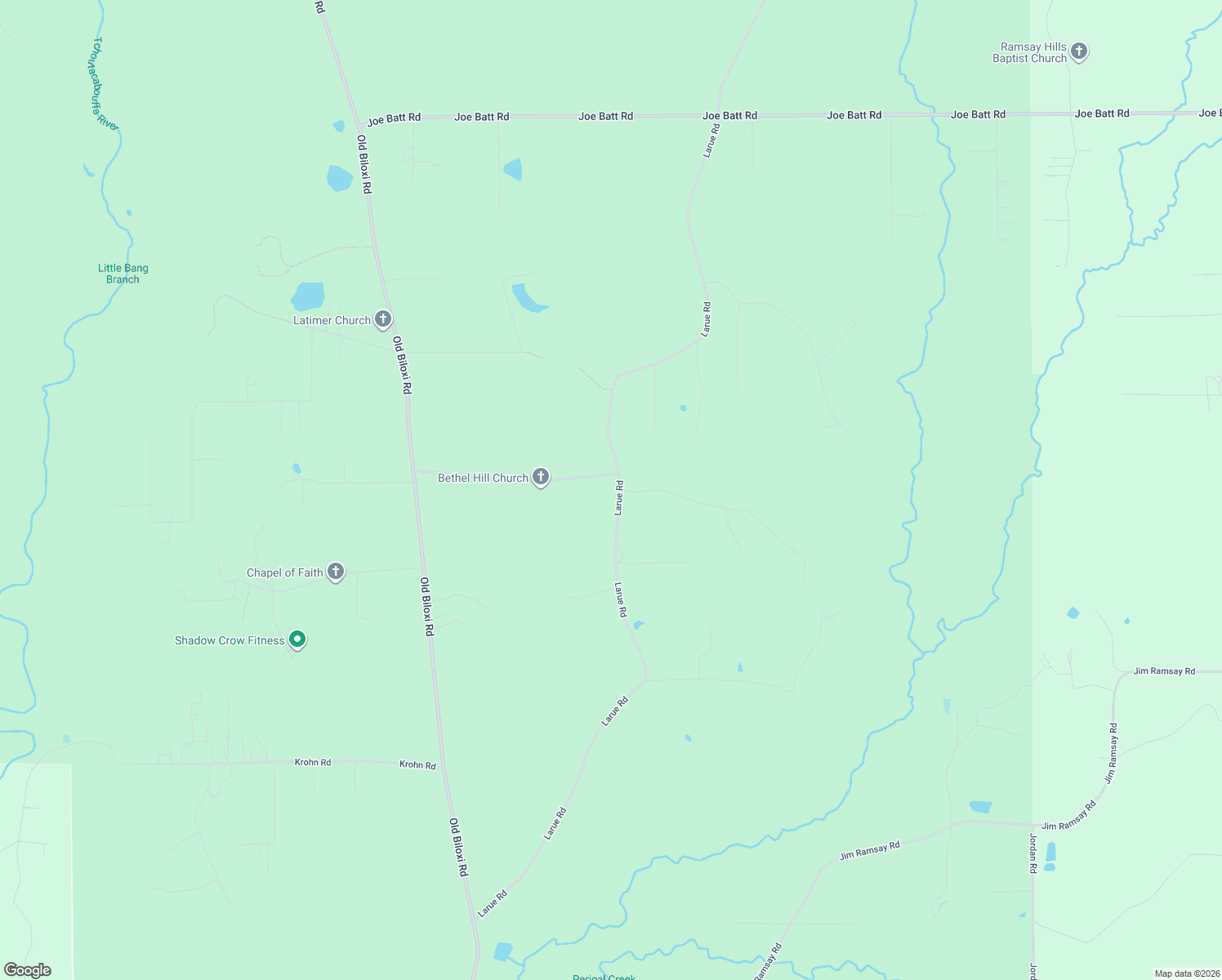 map of restaurants, bars, coffee shops, grocery stores, and more near 12807 Larue Road in Ocean Springs