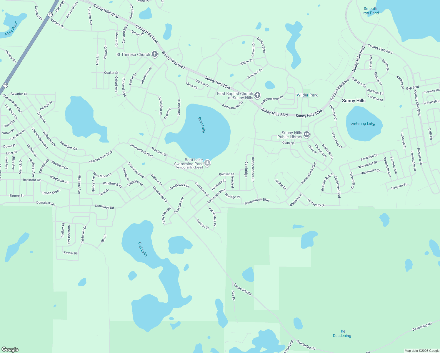 map of restaurants, bars, coffee shops, grocery stores, and more near 2019 Baldwin Street in Chipley