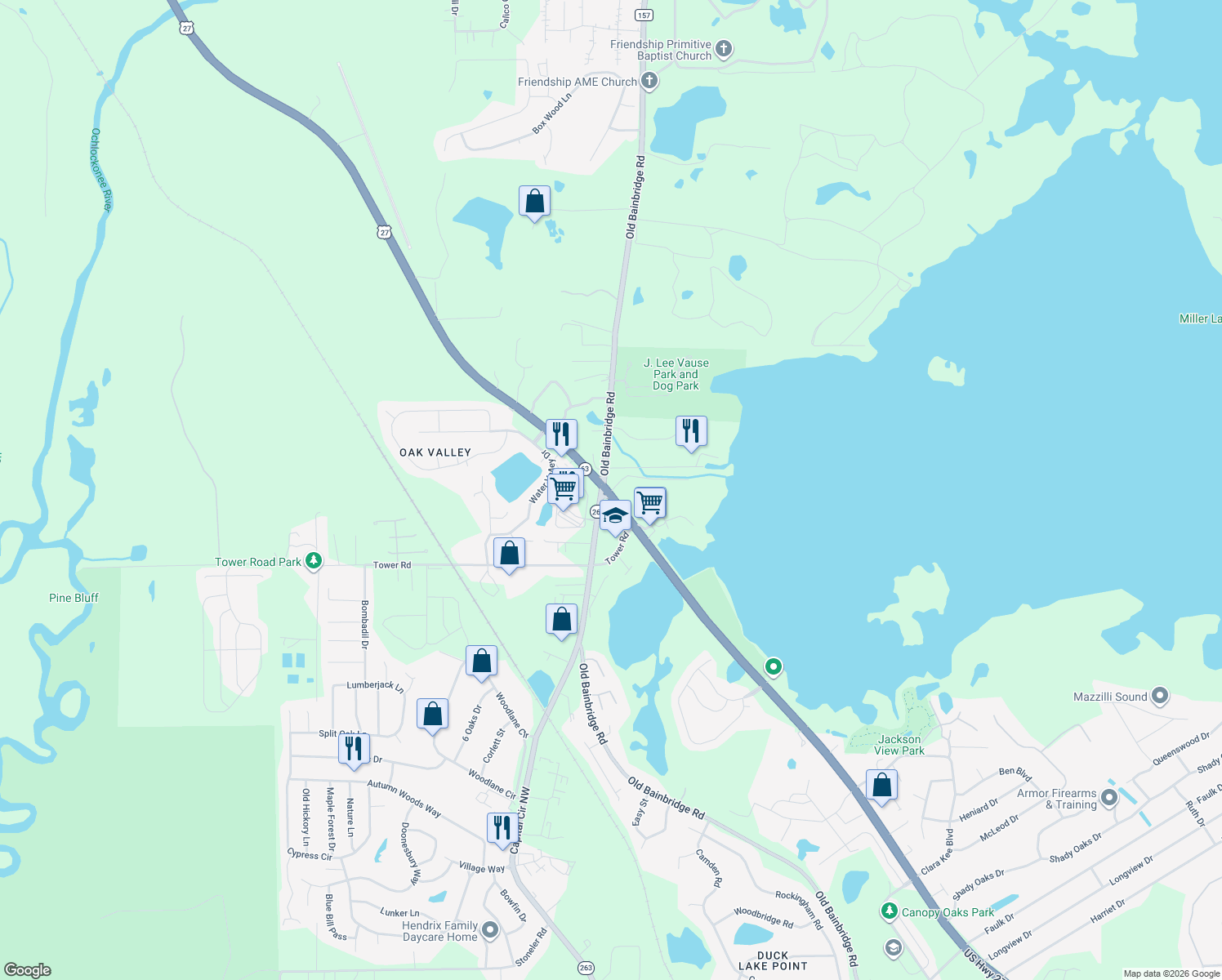 map of restaurants, bars, coffee shops, grocery stores, and more near 4768 Sun Vista Lane in Tallahassee