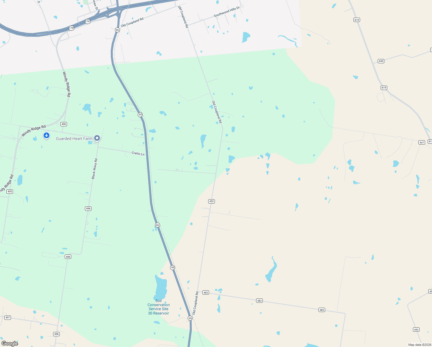 map of restaurants, bars, coffee shops, grocery stores, and more near County Road 452 in Taylor