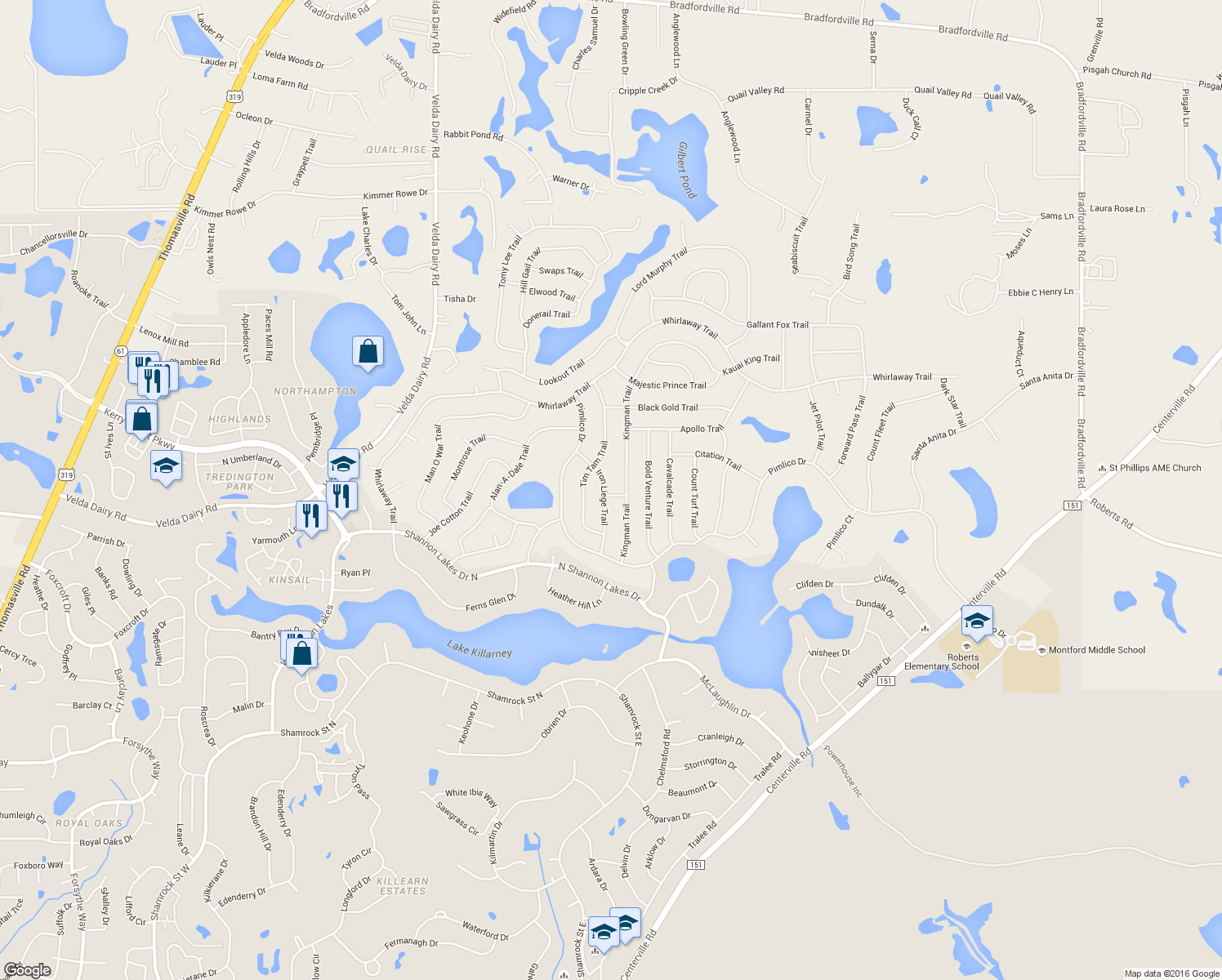 map of restaurants, bars, coffee shops, grocery stores, and more near 6541 Iron Liege Trail in Tallahassee