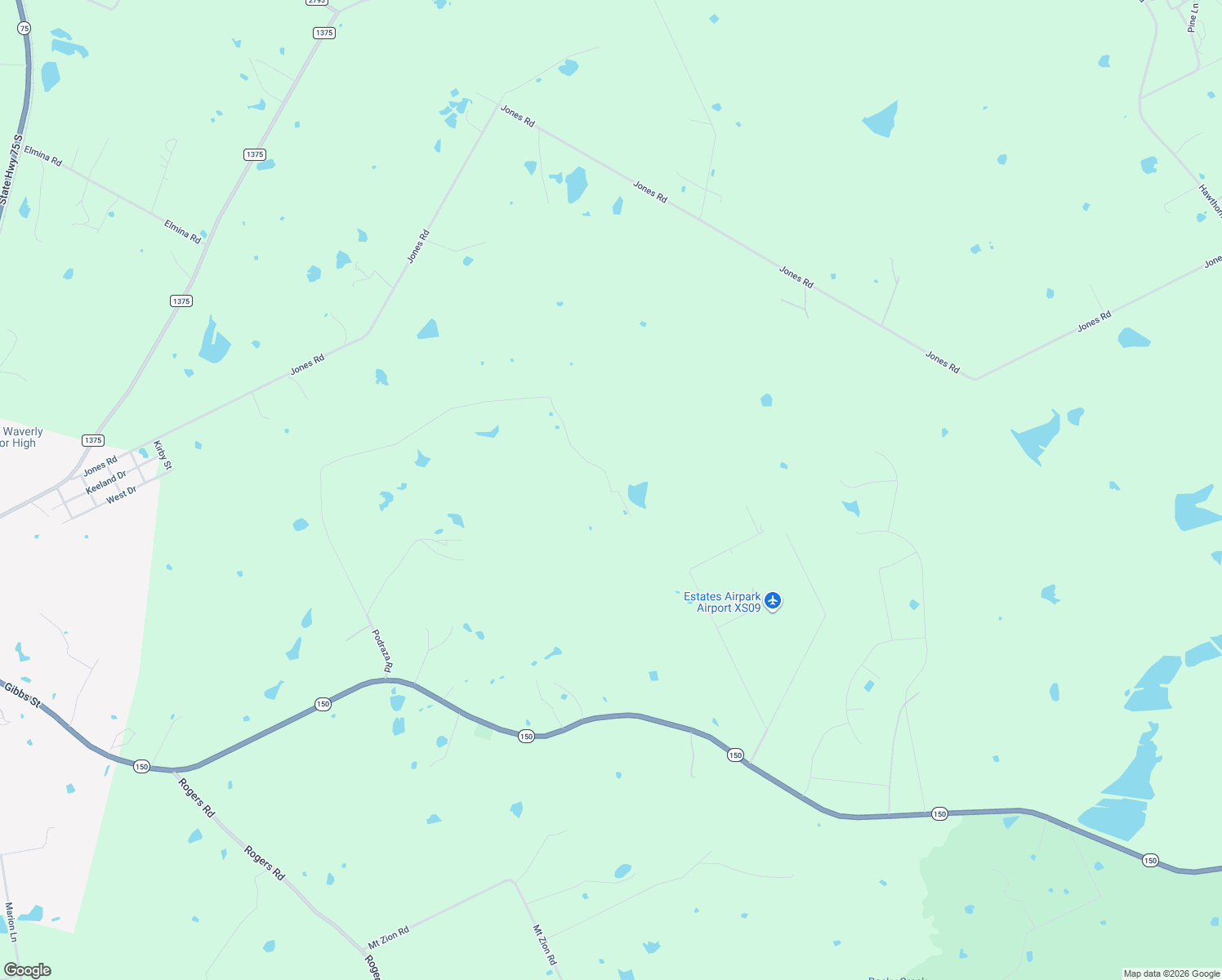 map of restaurants, bars, coffee shops, grocery stores, and more near 314 Podraza Road in New Waverly