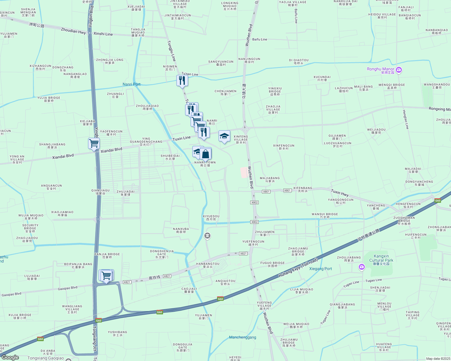 map of restaurants, bars, coffee shops, grocery stores, and more near He Yue Da Dao in Jia Xing Shi