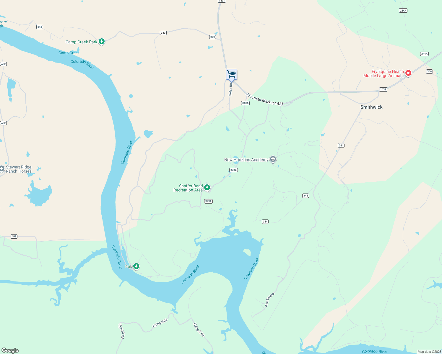 map of restaurants, bars, coffee shops, grocery stores, and more near 614 County Road 343A in Marble Falls