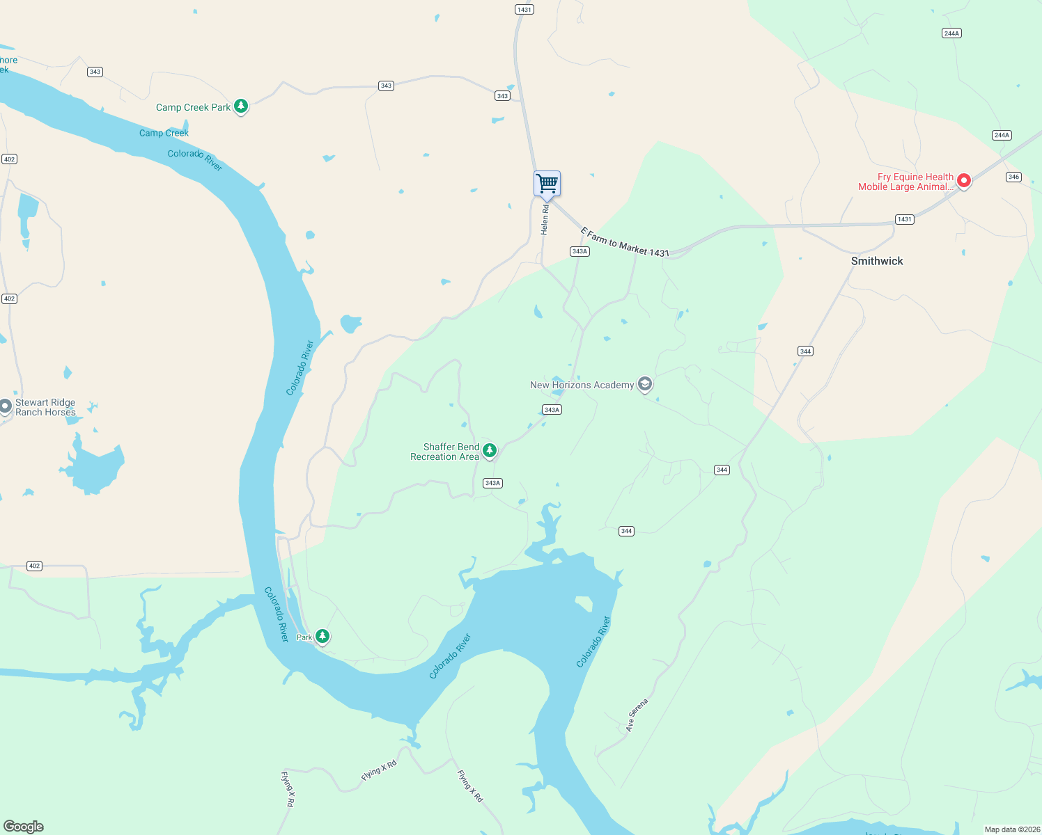 map of restaurants, bars, coffee shops, grocery stores, and more near 614 County Road 343A in Marble Falls